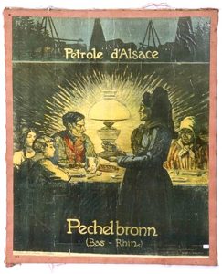 Une affiche ancienne du musée du Pétrole à Pechelbronn